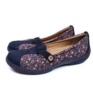 Hotter Serenity Navy Floral Mary Jane Flats Size 8